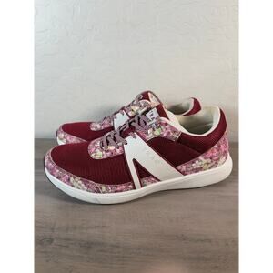 TRAQ by Alegria Lace-Up Mesh Sneakers - Qarma 2 - Wine Pink Floral Sz 41 US 10.5